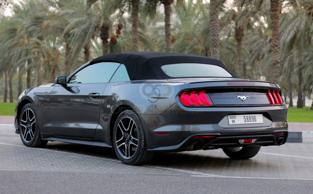 Black Ford Mustang EcoBoost Convertible V4 2019 for rent in Ajman 10